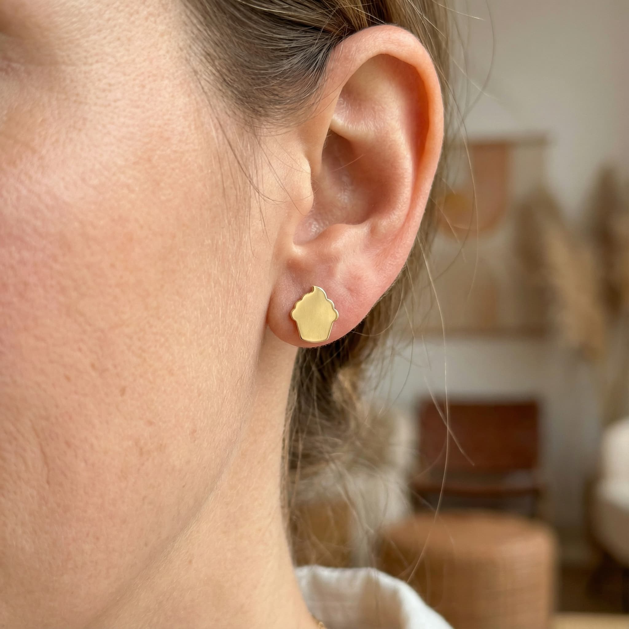 Cupcake Figürlü 925 Ayar Gümüş Küpe